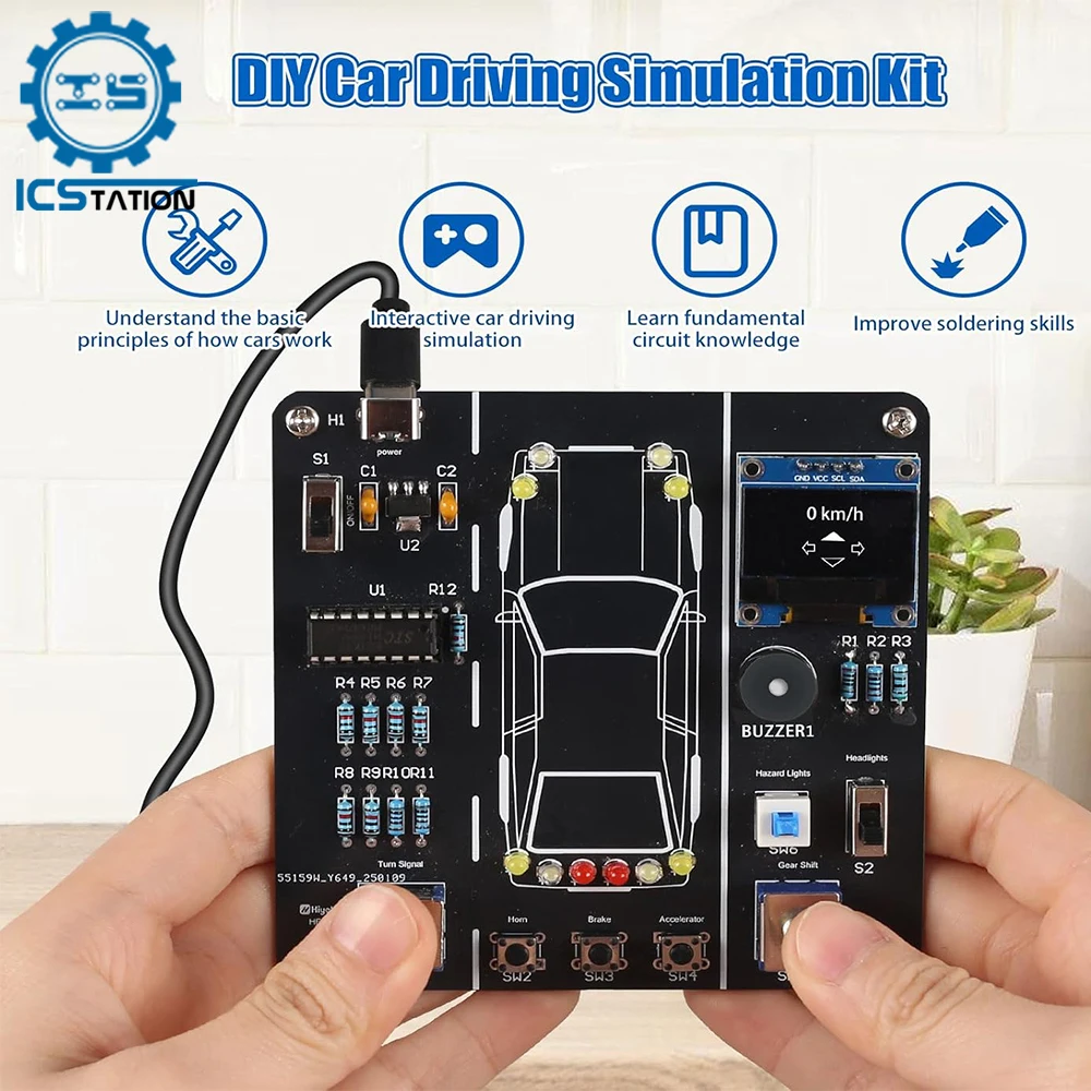Car Driver Simulator Soldering Practice Kit STEM Electronics Learning Project for Teens Adults Ideal Gift