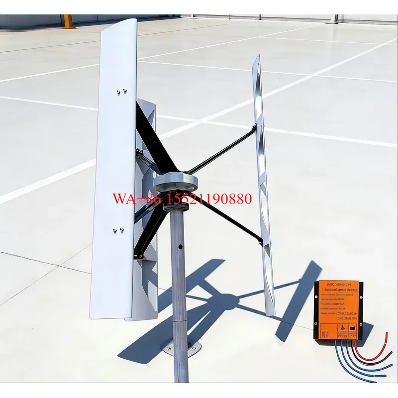 WMWMNU 1000W Vertical Axis Wind Turbine Kit 12V 24V 48V Off Grid Wind Generator with 3 Aluminum Alloy Blades and Charge