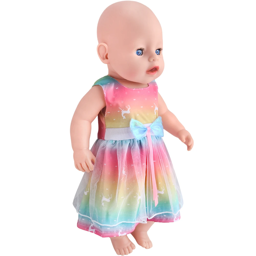 Robes bleues pour filles de 18 pouces, pour bébé de 43cm, robe de poupée Kawaii pour nouveau-né, vêtements jupe longue pour poupée américaine Og de 18 pouces