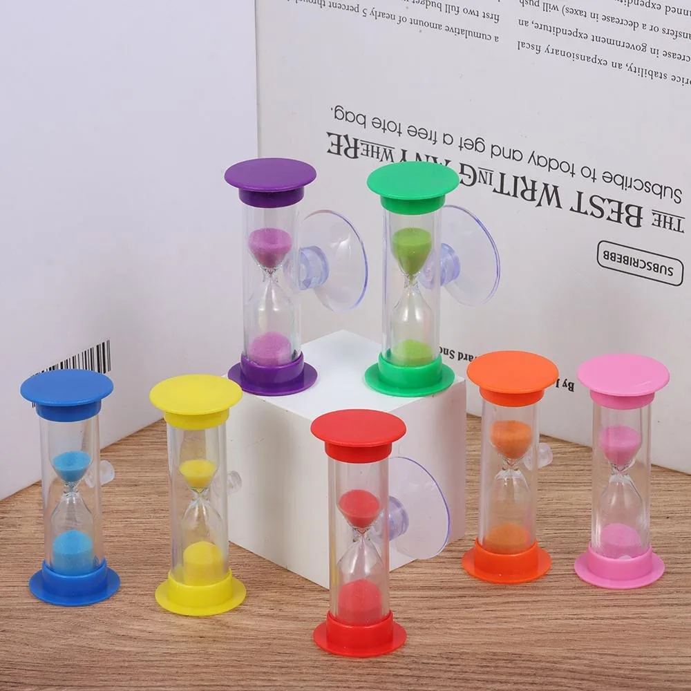 2/3 Minutes Hourglass Sand Clock Suction Cup Mount Multicolor Sand Timer Portable Size Funnel Shape Mini Hourglass Kids Wash Up