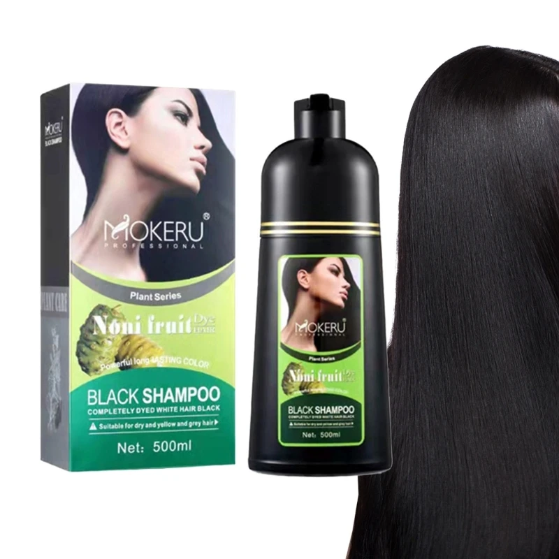 Black Hair Color Shampoo for Gray Hair Herbal Hair Dye Shampoo Colors Hair in Minutes Long Lasting 500ml