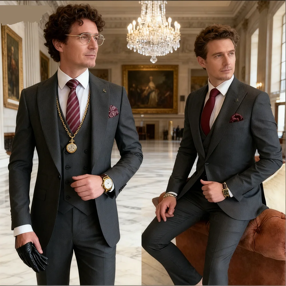 

Green Slim Fit Men's Dress Suit Button Peak Lapel Wedding Smoking Terno Masculino Jacket Pants Tie Set