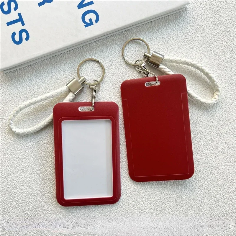 1Pc Einfarbig Student Bus ID Karte Schutzhülle Schlüsselring Schule Zugang Tür Karte Kreditkarte Halter Tasche Set schlüssel Kette