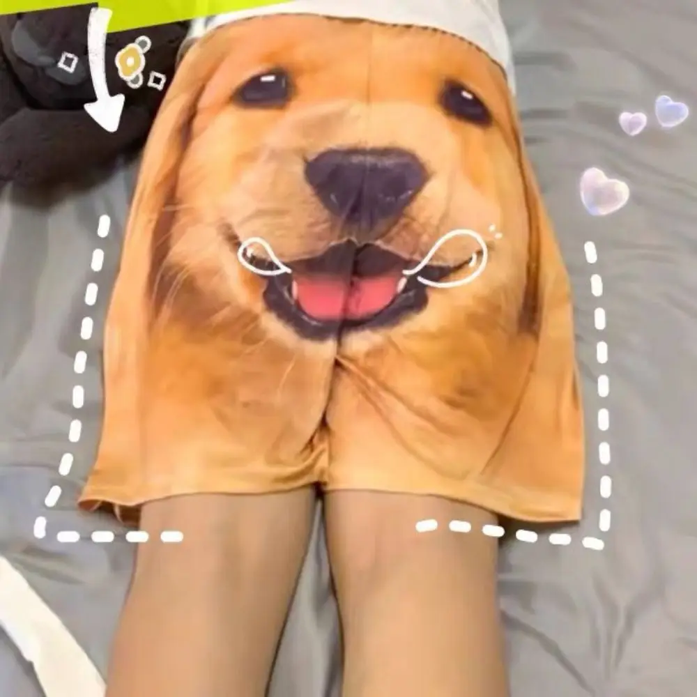 High Quality Dog Head Shorts Golden Retriever Husky Print Funny Quick-drying Shorts Cute Couple Five-quarter Pants