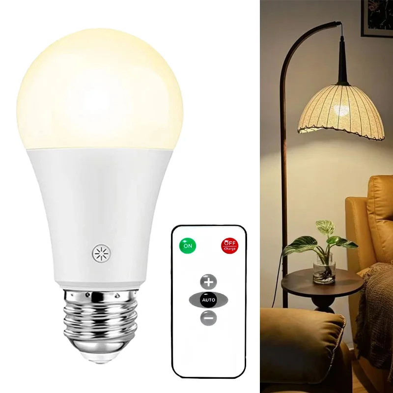 Rechargeable LED Bulb E26 Base Remote Control Touch Dimming for Wall Lights Outdoor Indoor Bedroom Energy Saving Light Bulb