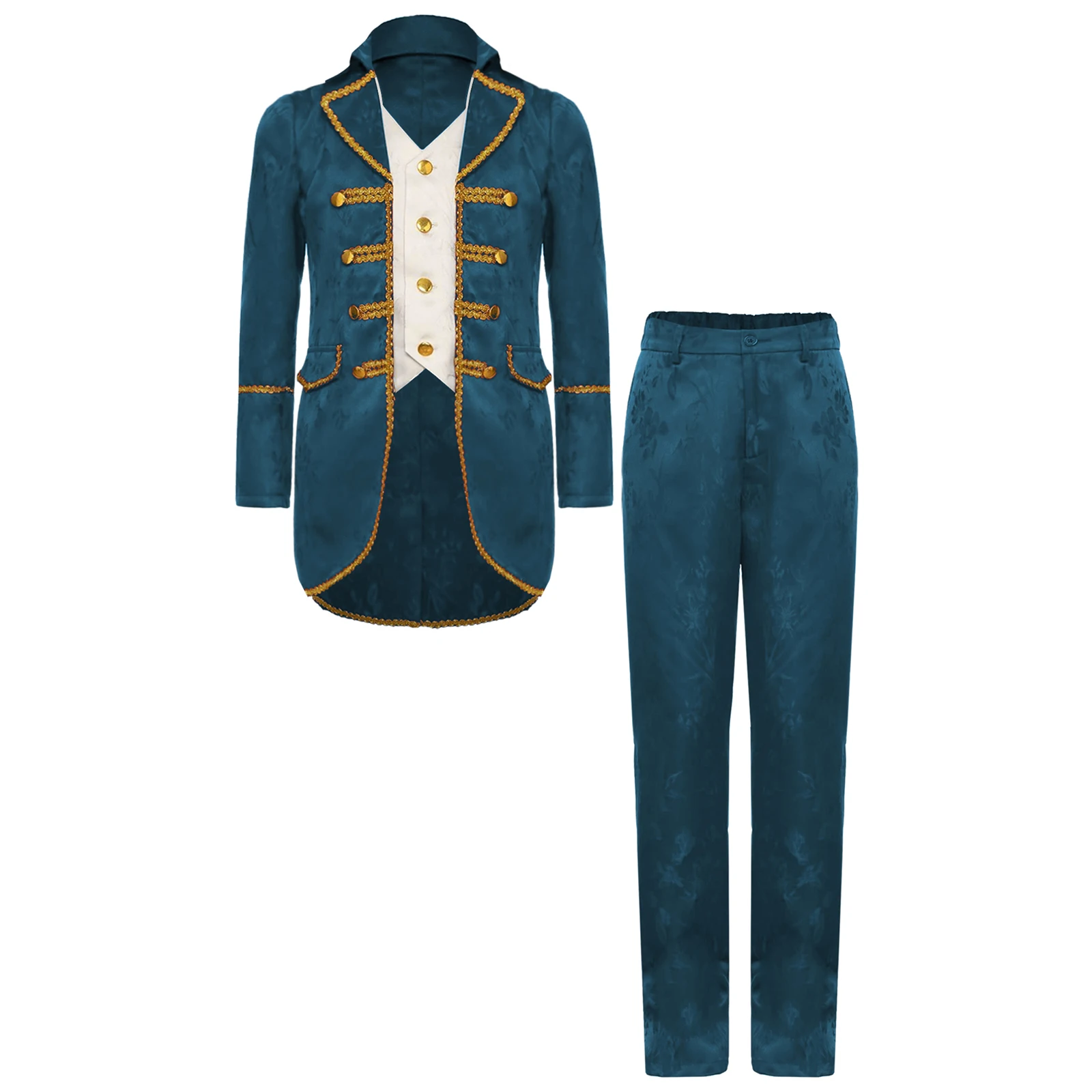 Boys Medieval Renaissance Prince Cosplay Costume Halloween Steampunk Victorian Vampire Gothic Retro Tailcoat Jacket with Pants