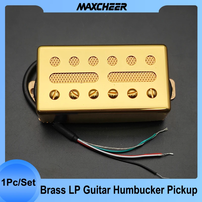 Brass Cover Pickup New Style Coil Splitting Pickup 7.5K/15K 12 Hole+2 Slot 4 Conducts Cable Output Black/Gold/Chrome