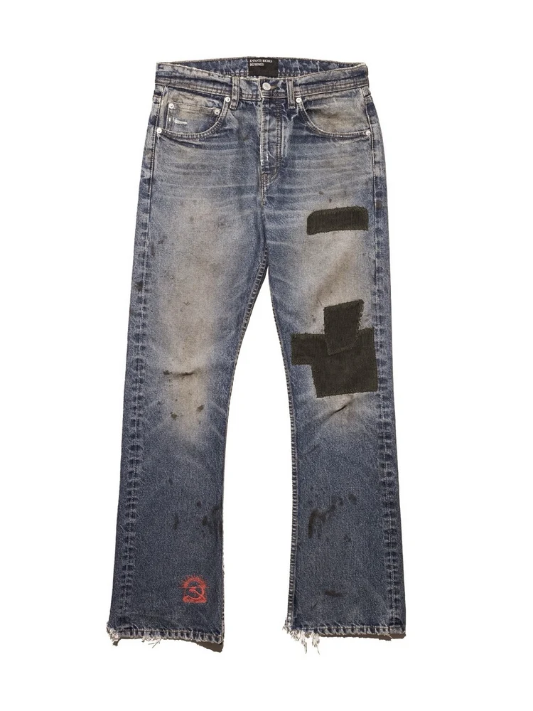Velvet Burnished Slim Fit Destroyed Washed Micro Flared Denim Jeans Men Women Casual Comfortable Non Stretch Chinese Brand