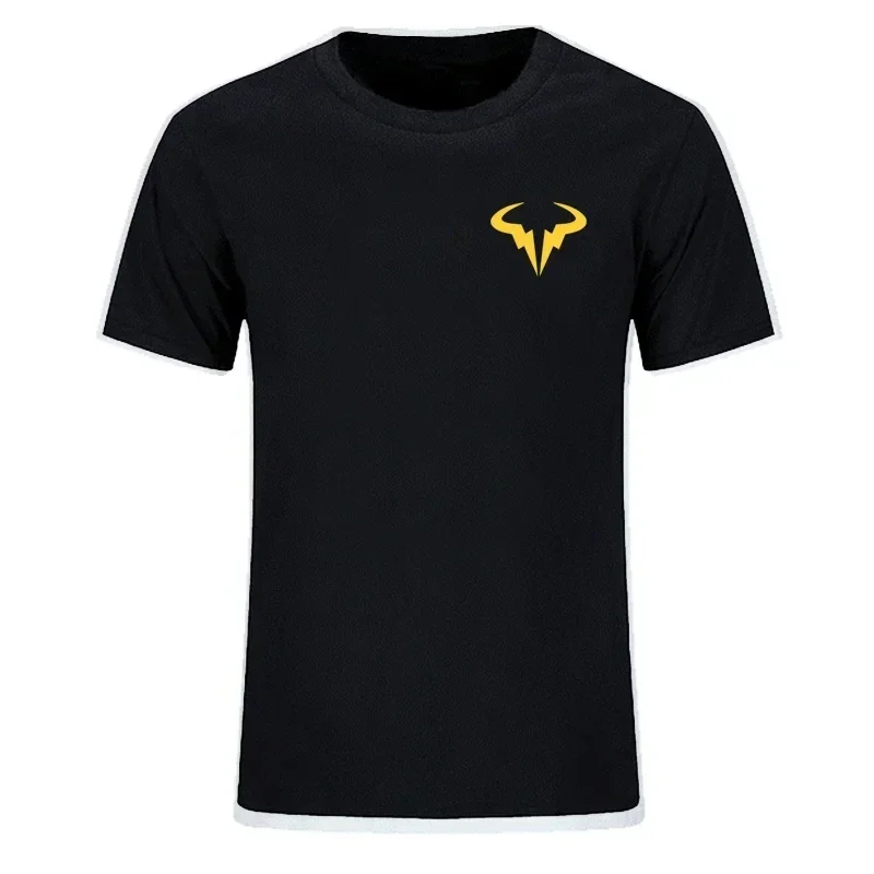 Camiseta Masculina de Alta Qualidade com Estampa do Atleta de Tênis Rafael Nadal, Camiseta Masculina de Manga Curta em Algodão Puro