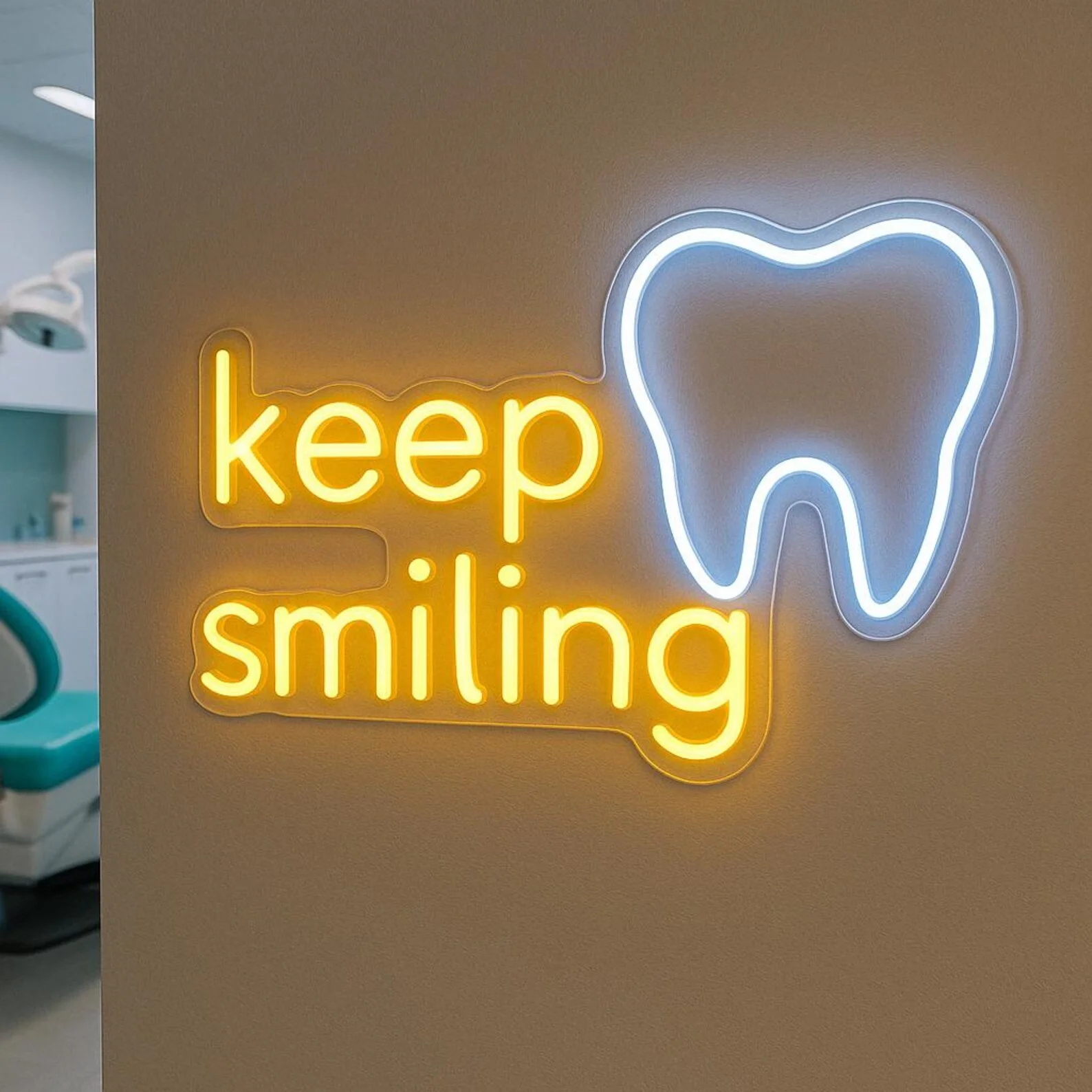 Keep Smiling Neon Sign. Dental Clinic Neon Decor. Dentist Neon Sign,Gift for Her,Smile Neon Decor