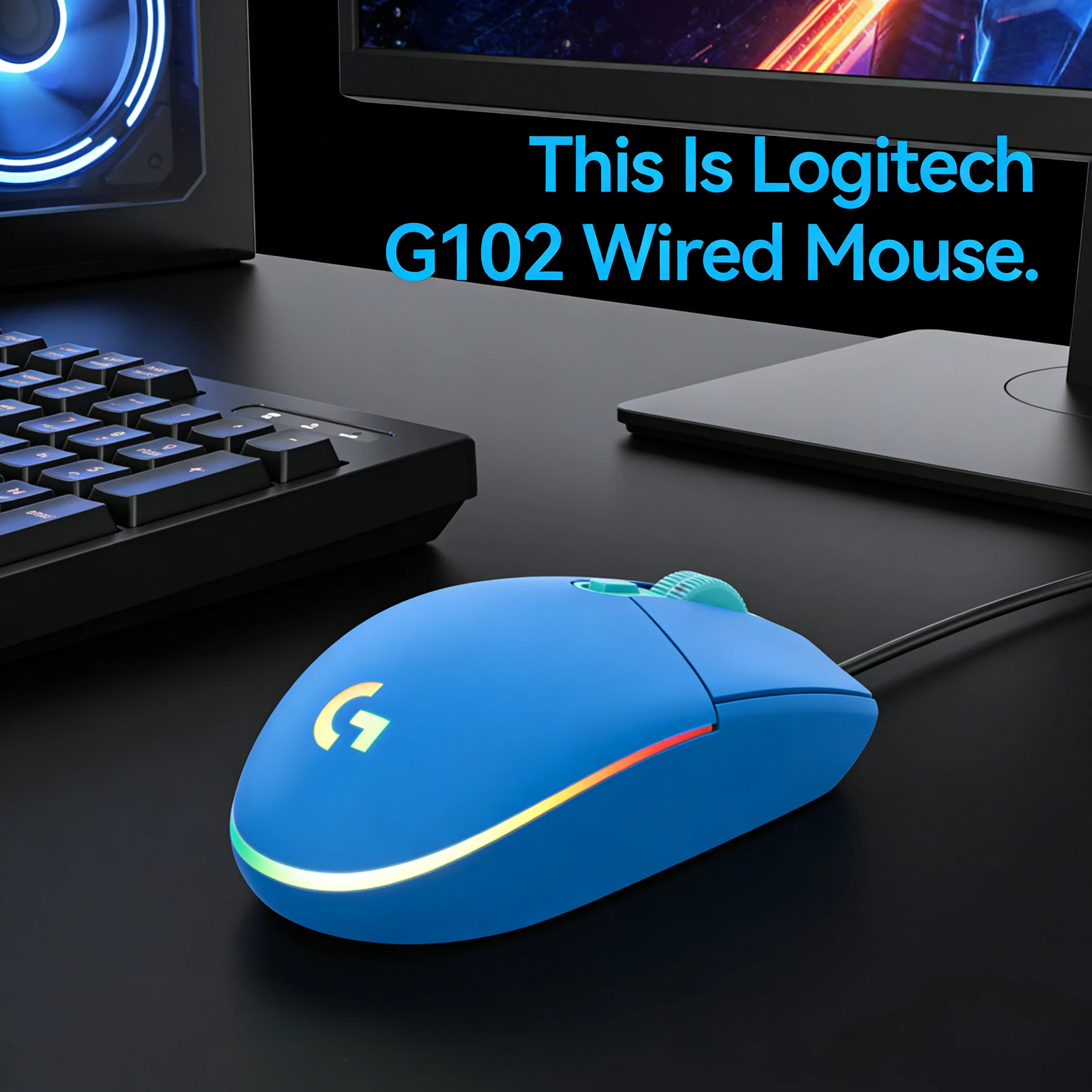 

Игровая и офисная мышь Logitech G102 с RGB-подсветкой, регулируемая, 8000 DPI, проводная