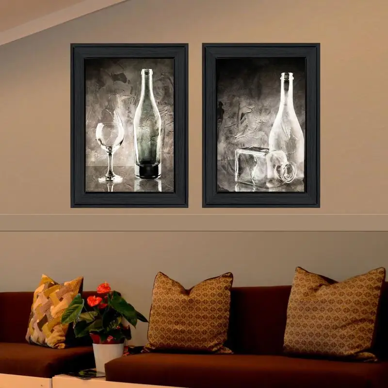 أواني زجاجية رمادية مودي لايف لايف، طقم مكون من قطعتين، ديكور بإطار أسود #3