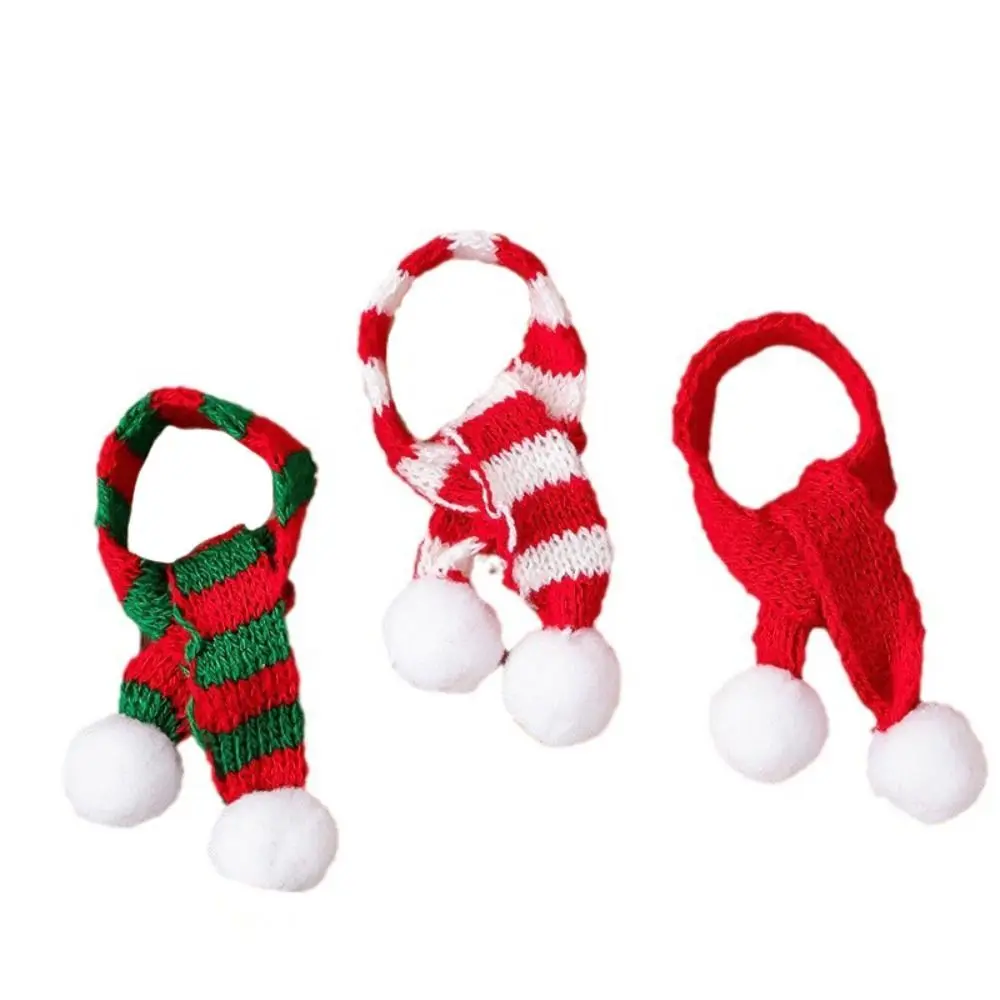 

Acrylic Fibers Mini Scarf Ornament Toy DIY Craft Stripes Knit Scarf Doll Decoration Red And White Knit Mini Knitting Scarf