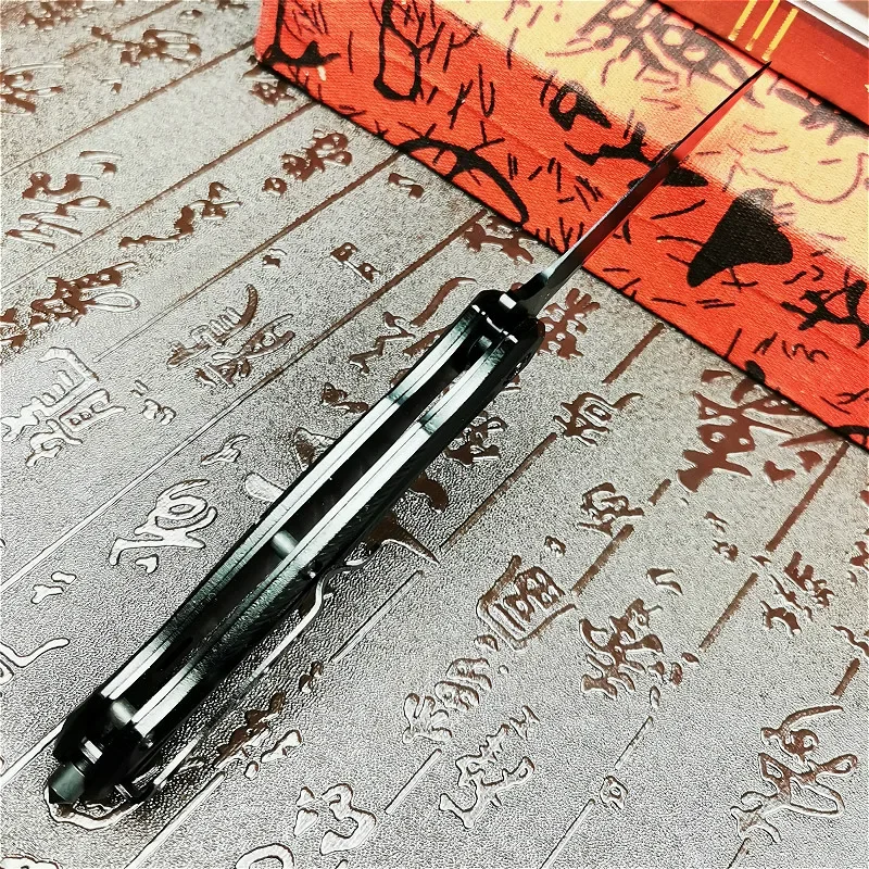 Cuchillo plegable de acero para exteriores, navaja afilada de bolsillo portátil, herramienta EDC de rescate, color negro, 9CR18MOV