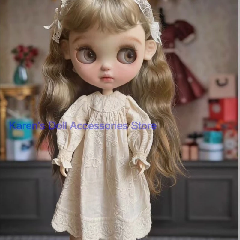 

1pcs 2026 new design Embroidery and Tea Dyeing dress for landoudou/Blythe(Fit for Lulu,ymy24,Ob22,24,26,zone, Jenny)