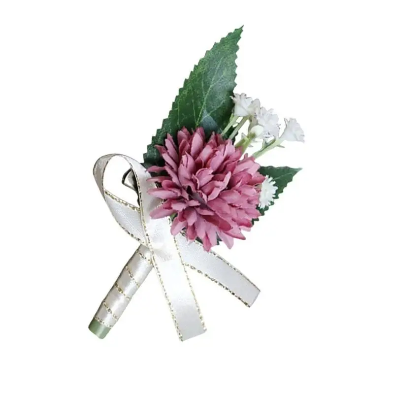 A52E Wedding Corsage Boutonniere Soft Corsage Flower Flower Flower Boutonnieres สำหรับเจ้าสาวและงานเลี้ยงดอกไม้เทียม