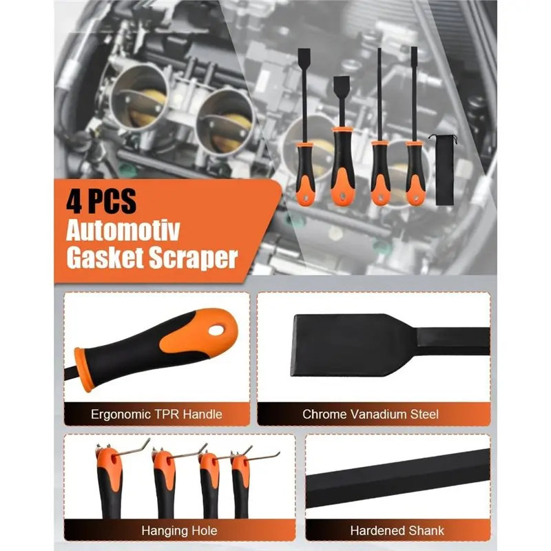 Ac29-4 PCS Gasket Scraper Set For Removing Oil Pan Gaskets