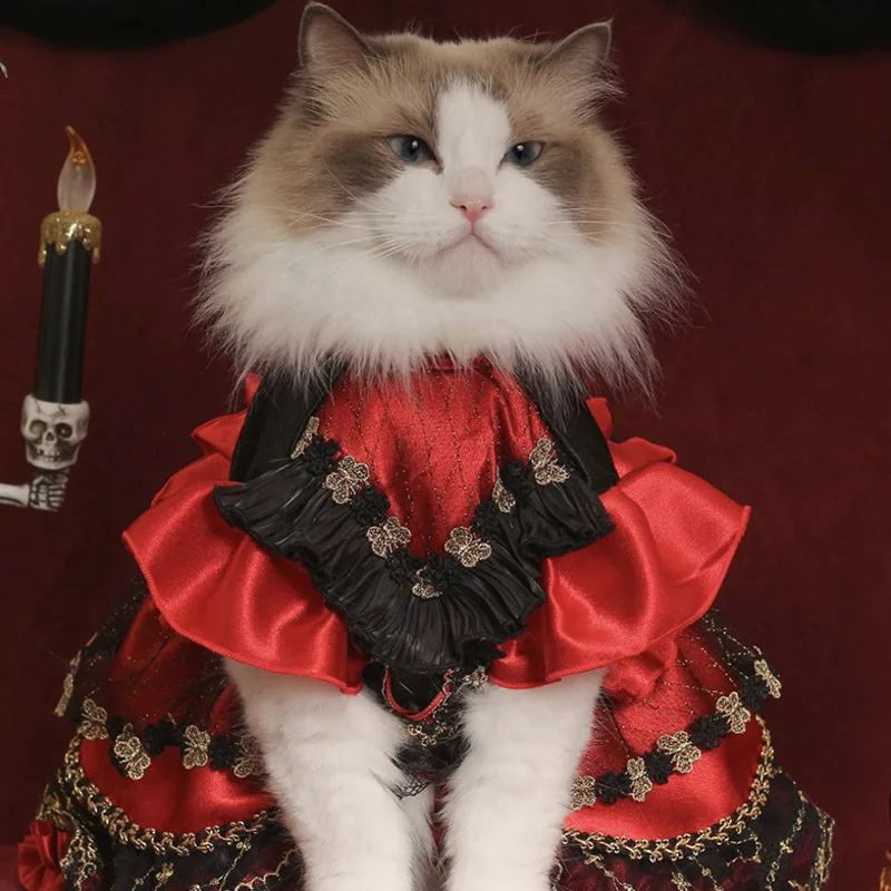 BITEONE Gothic Princess Dress Design Puppet Cat Lolita Clothes Halloween Witch Pets Cosplay Costume