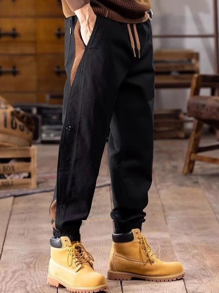 

Black Trousers Man Fishing Work Wear Joggers Baggy Korean Style Nylon High Quality Regular Fit Y2k Vintage Cargo Pants for Men