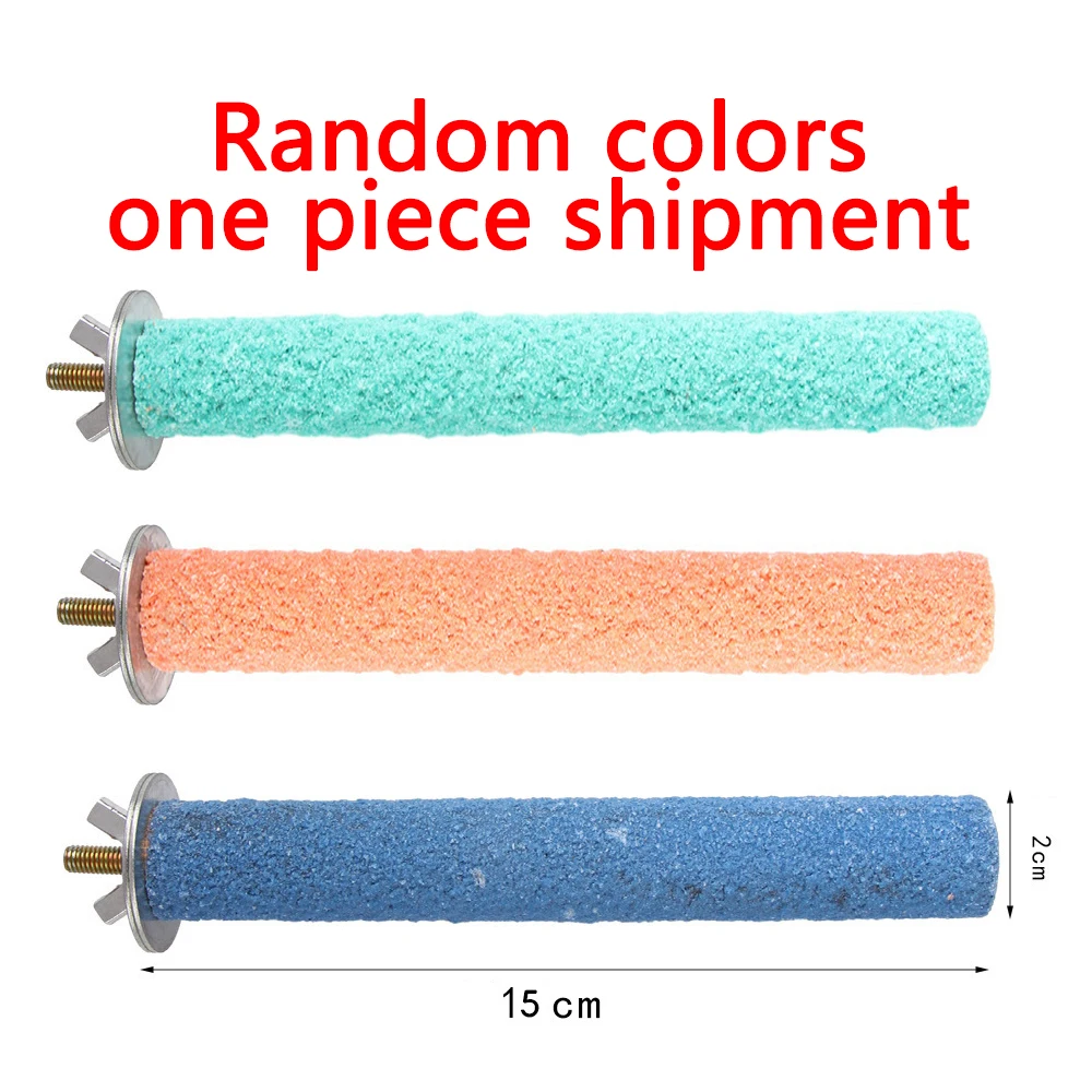 1PC Zufällige Farben Papagei Barsch Papagei Käfig Zubehör Vogel Barsch Ständer Spielzeug Farbige Quarz Sand Schärfen Pfote Spielzeug Fit für Vögel – Detail 8