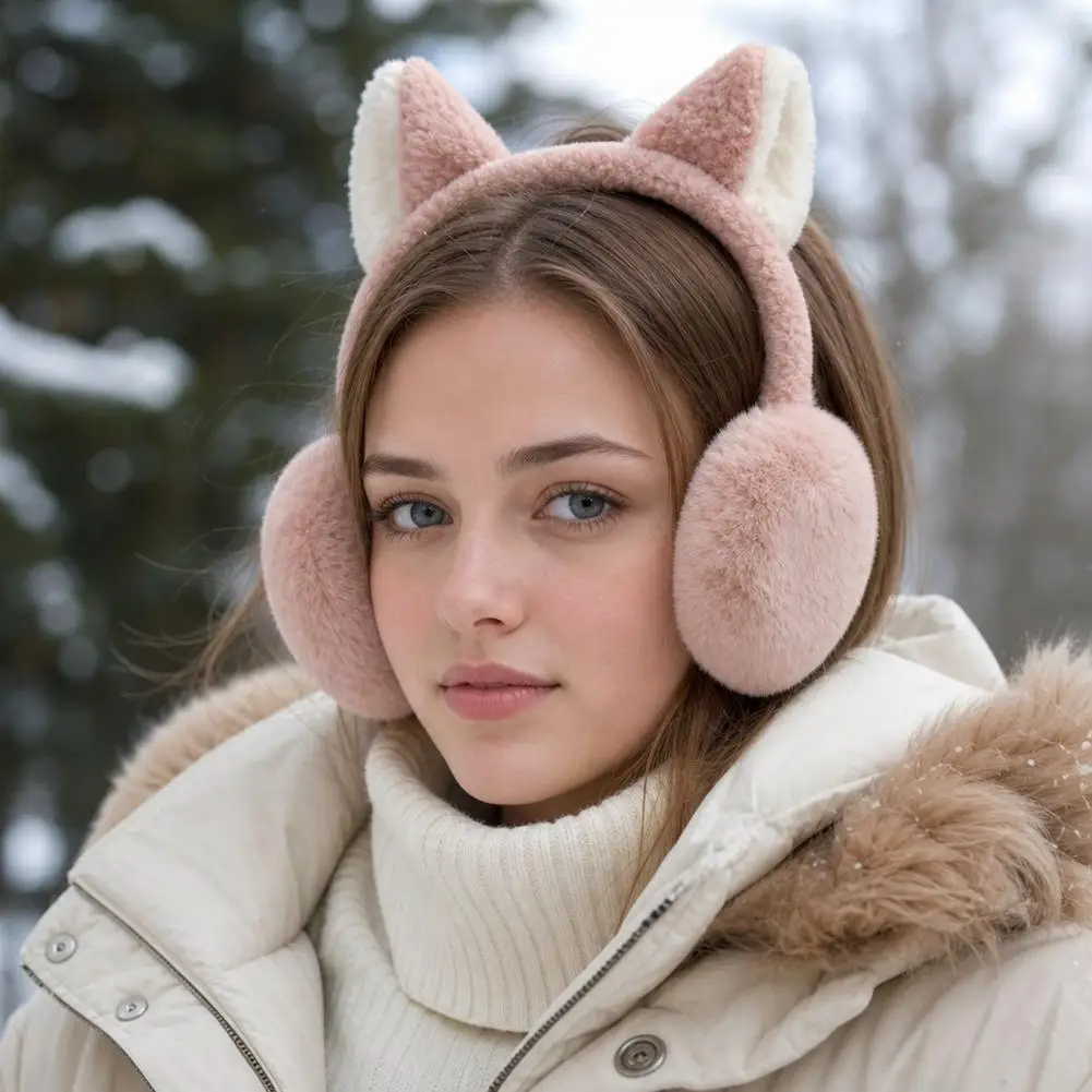 Fashion Winter Warm Earmuffs Fluffy Ear Muff for Women Solid Soft Plush Earmuffs Girls Boys Cold Weather Ear Warmer Earflaps