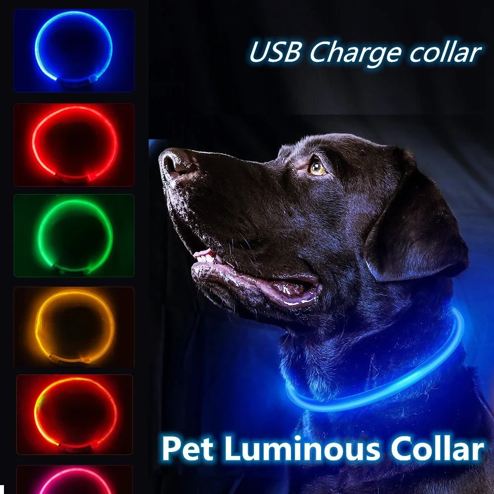 

Led Usb Dog Collar Pet Dog Collar Night Dog Collars Glowing Luminous Rechargeable LED Night Safety Flashing Glow