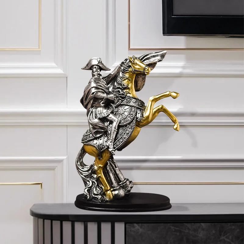 European figure Napoleon Knight sculpture home living room decoration office bookcase resin craft ornament