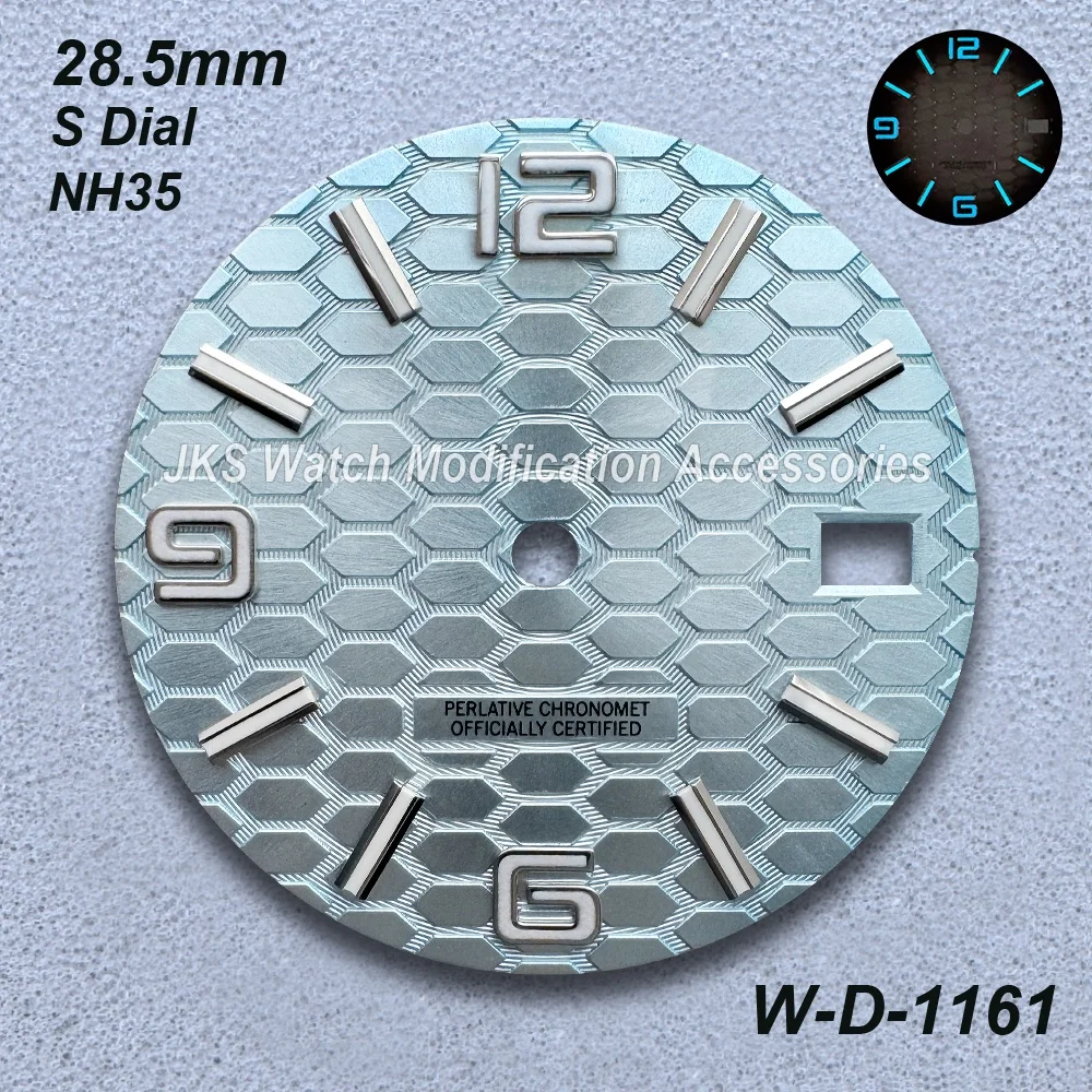 28.5mm Diving S Dial Fit NH35/NH36/4R/7S Automatic Movement Ice Blue Luminous High-Quality Watch Modification Accessories