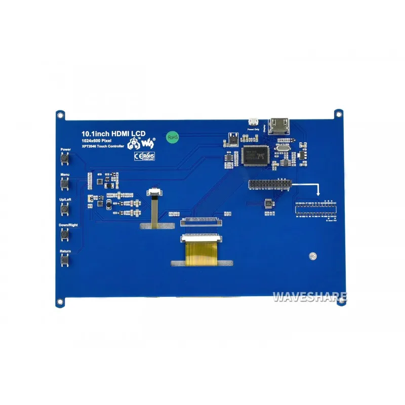 Waveshare 10.1inch Resistive Touch Screen LCD, 1024×600, HDMI, IPS, Supports Raspberry Pi / PC