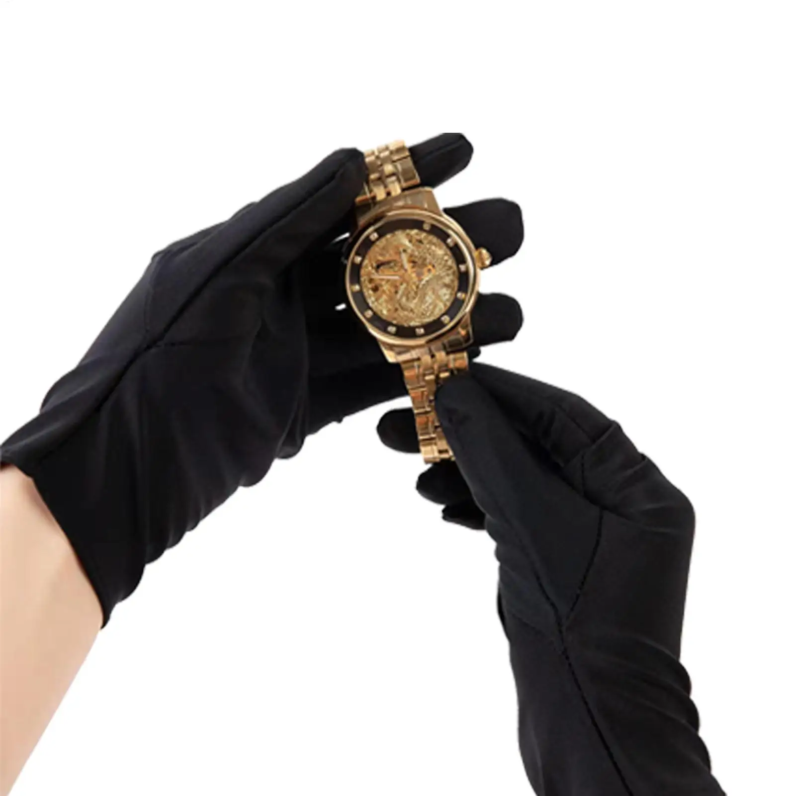 1Pair Practical Jewelry Gloves Wrist Length Gloves Spandex Gloves Ultra-fine Fiber Dust-free Stationery Etiquette Work Gloves