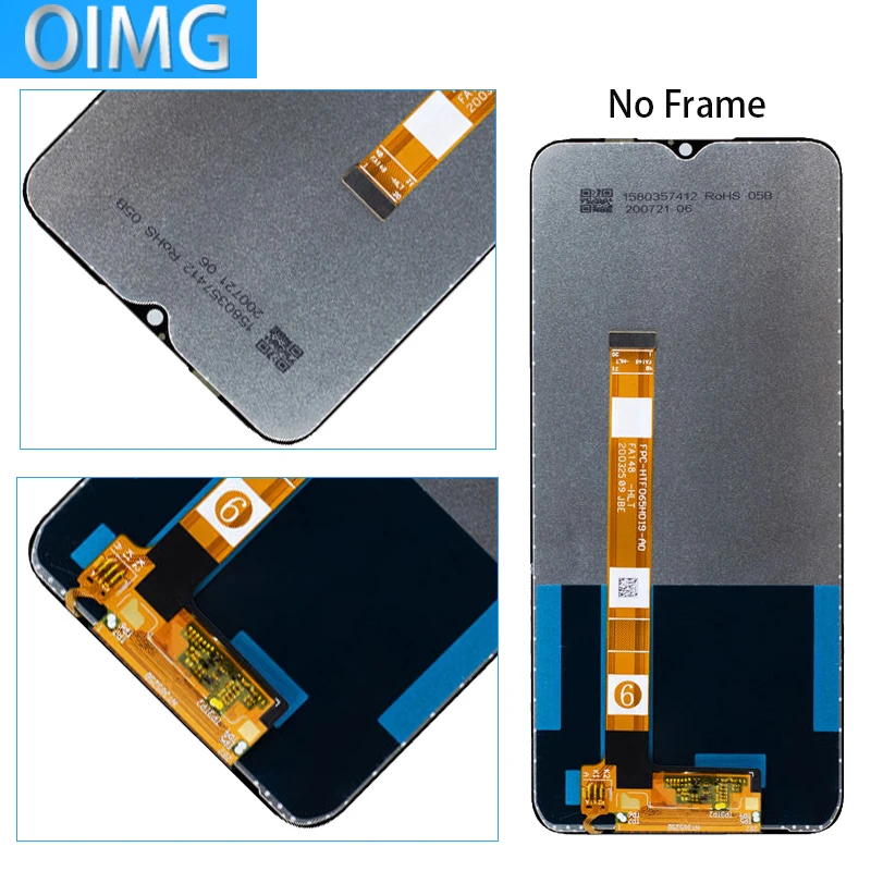 Écran tactile LCD de remplacement avec châssis, pour OPPO Realme C3, RMX2027, RMX2021, RMX2020