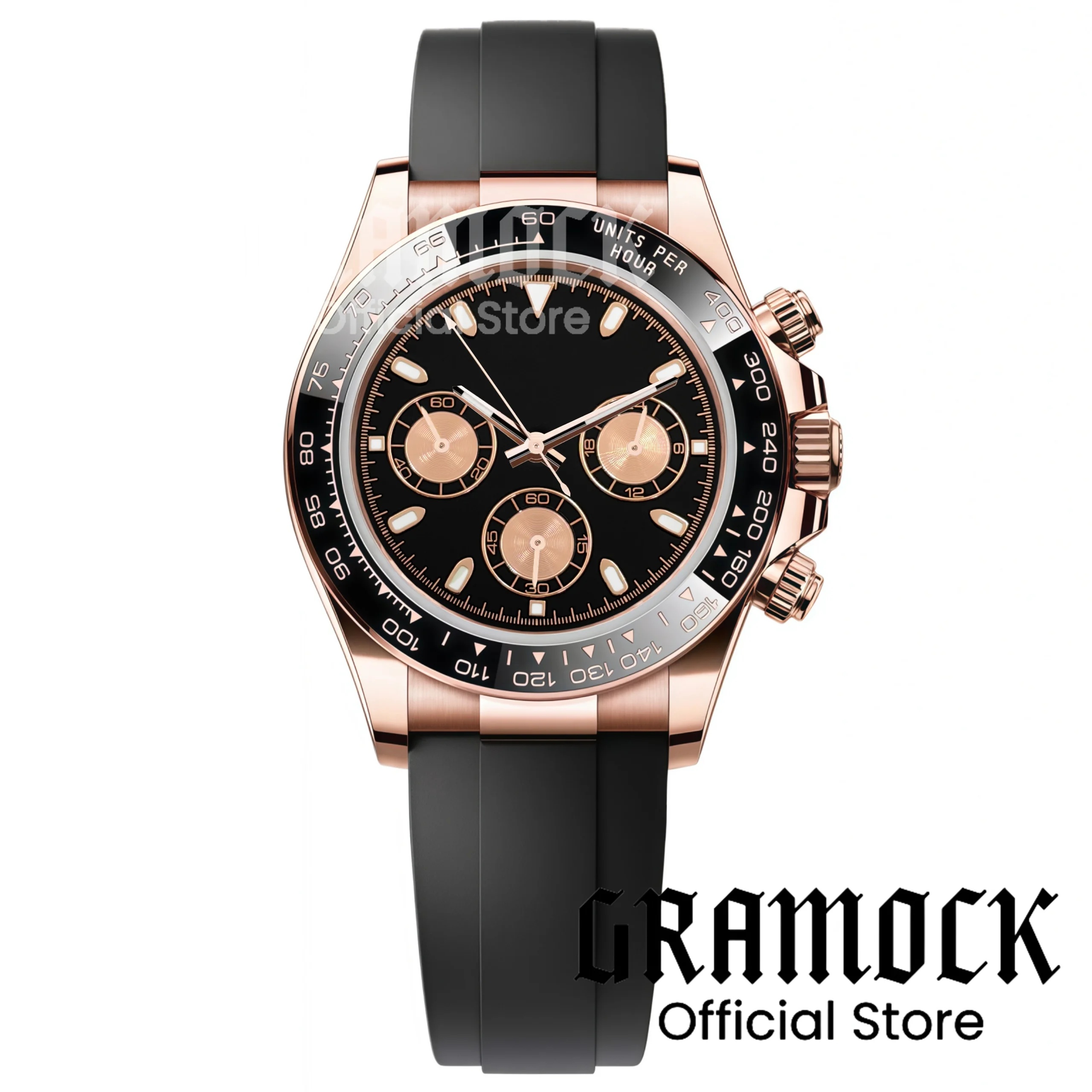 39mm Quartz Chronograph Luminous Watch For Men Waterproof Rose Gold VK63A Sport Men Watches Sapphire Glass 4 o'clock Date Window