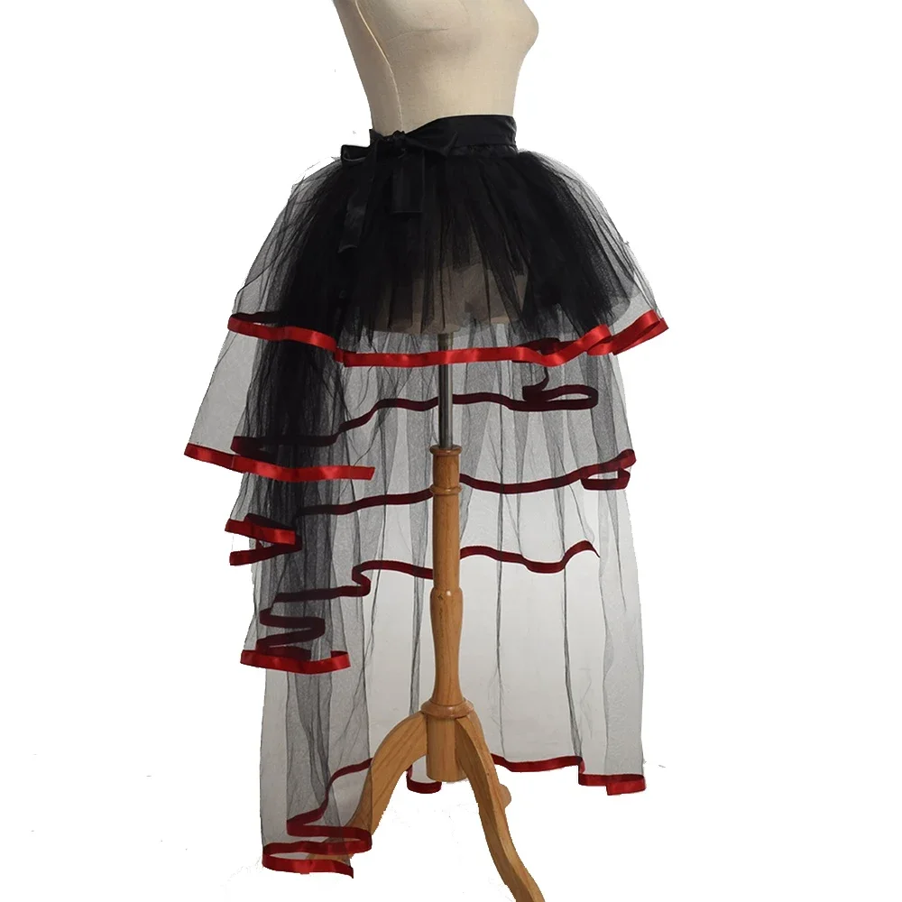 Frauen Mesh Tüll Treiben Rock Steampunk Viktorianischen Party Rockabilly Tutu Rüschen Tiered Röcke Dance Bühne Leistung Clubwear