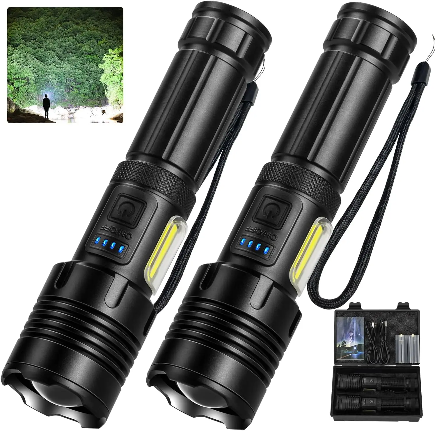 

7 Light Modes, IPX6 Waterproof, Powerful Handheld Flash Light for Home Camping Emergencies (Black)