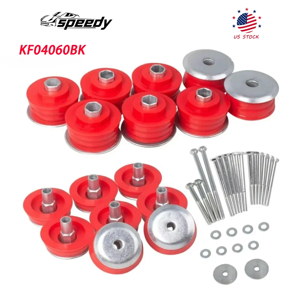 

KF04060BK Body Mount Bushing Kit for 1980-1998 Ford F-250 F-350 2WD and 4WD Red