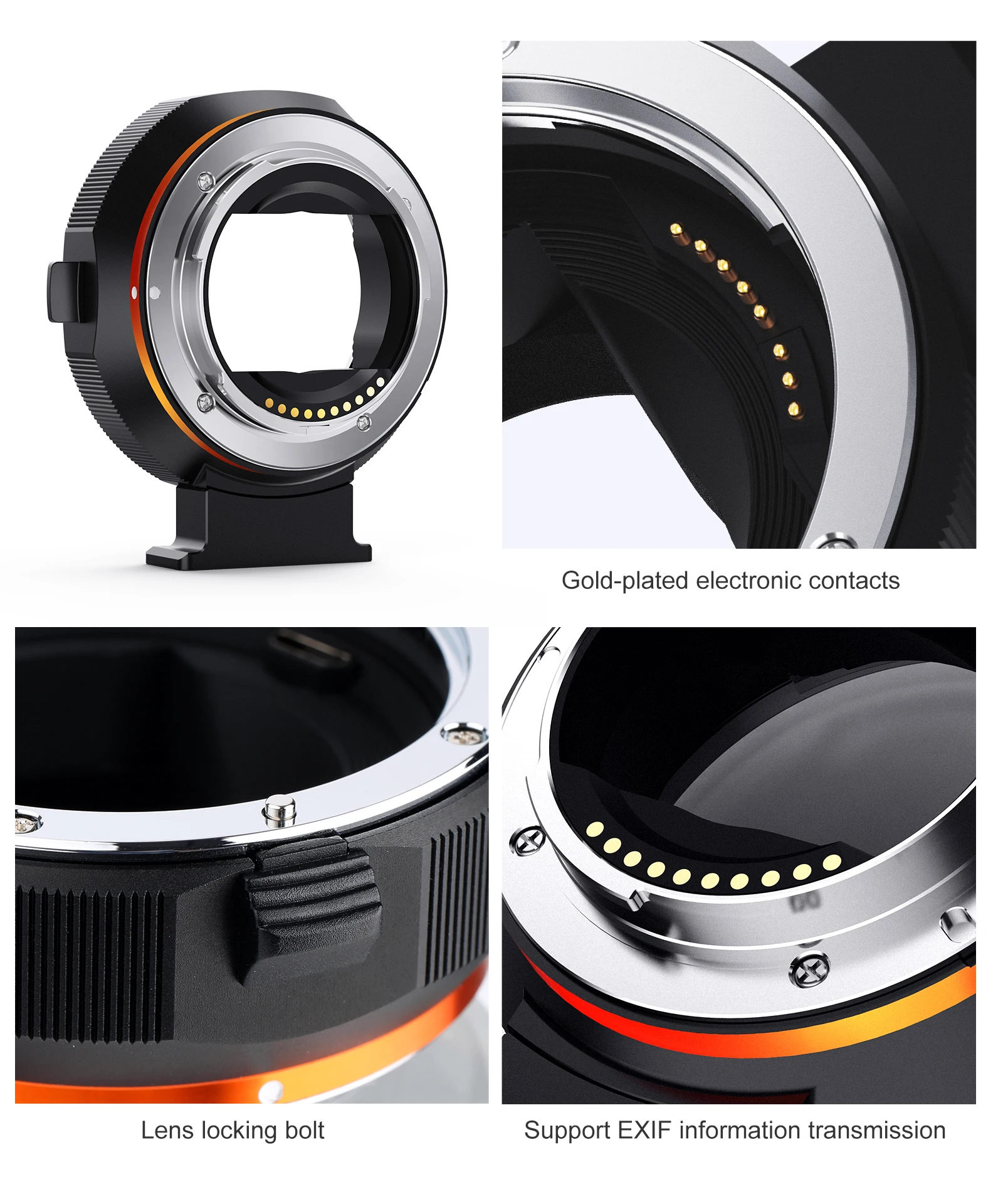 K&F Concept EOS to E IV Auto Focus Lens Adapter for Canon EOS EF EFS to ​Sony a6400 a6700 A7C A7C2 A1 A9 A7R2 A73 A7R4 A7R5 A7R3