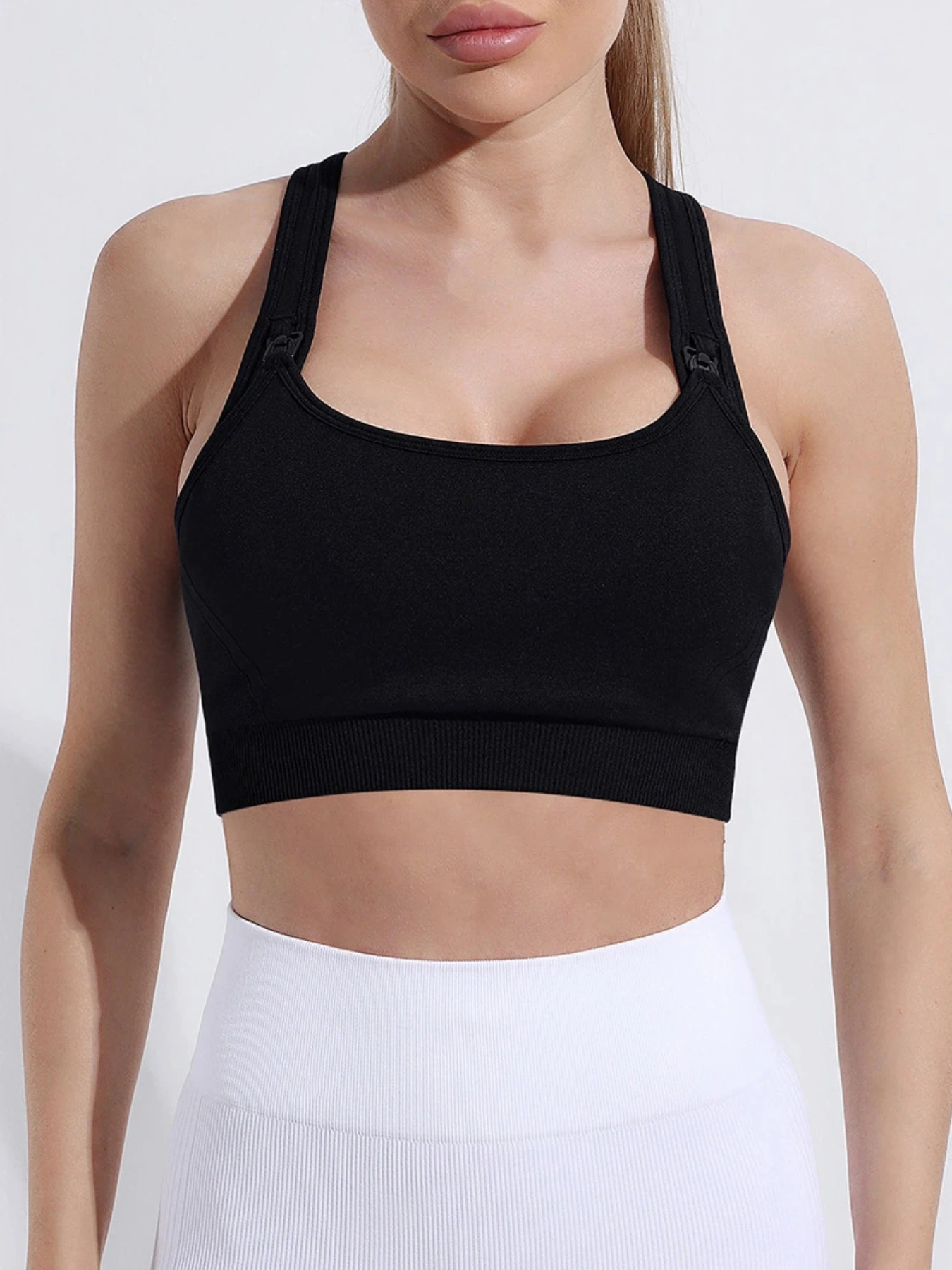 حمالة صدر للرضاعة للأمهات بلون نقي مع وسادة صدر بدون حلقة فولاذية مضادة للترهل وظهر مريح وناعم للنساء الحوامل #5