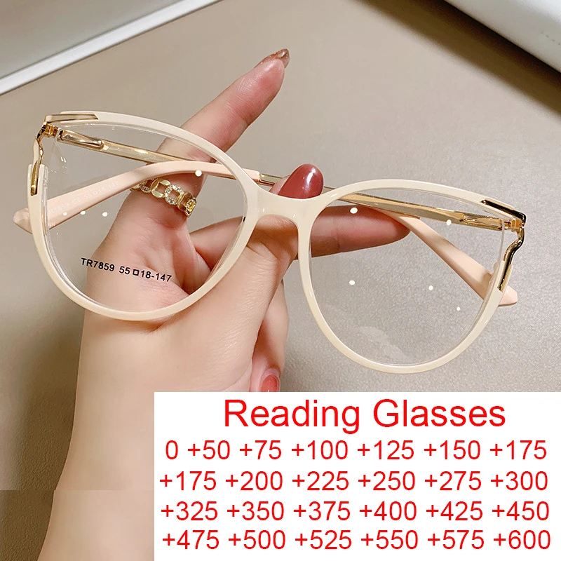 Fashion Vintage Anti Blue Light Reading Glasses Unisex Presbyopia Computer Goggles TR90 Beige Round Eye Glasses For Women 2024