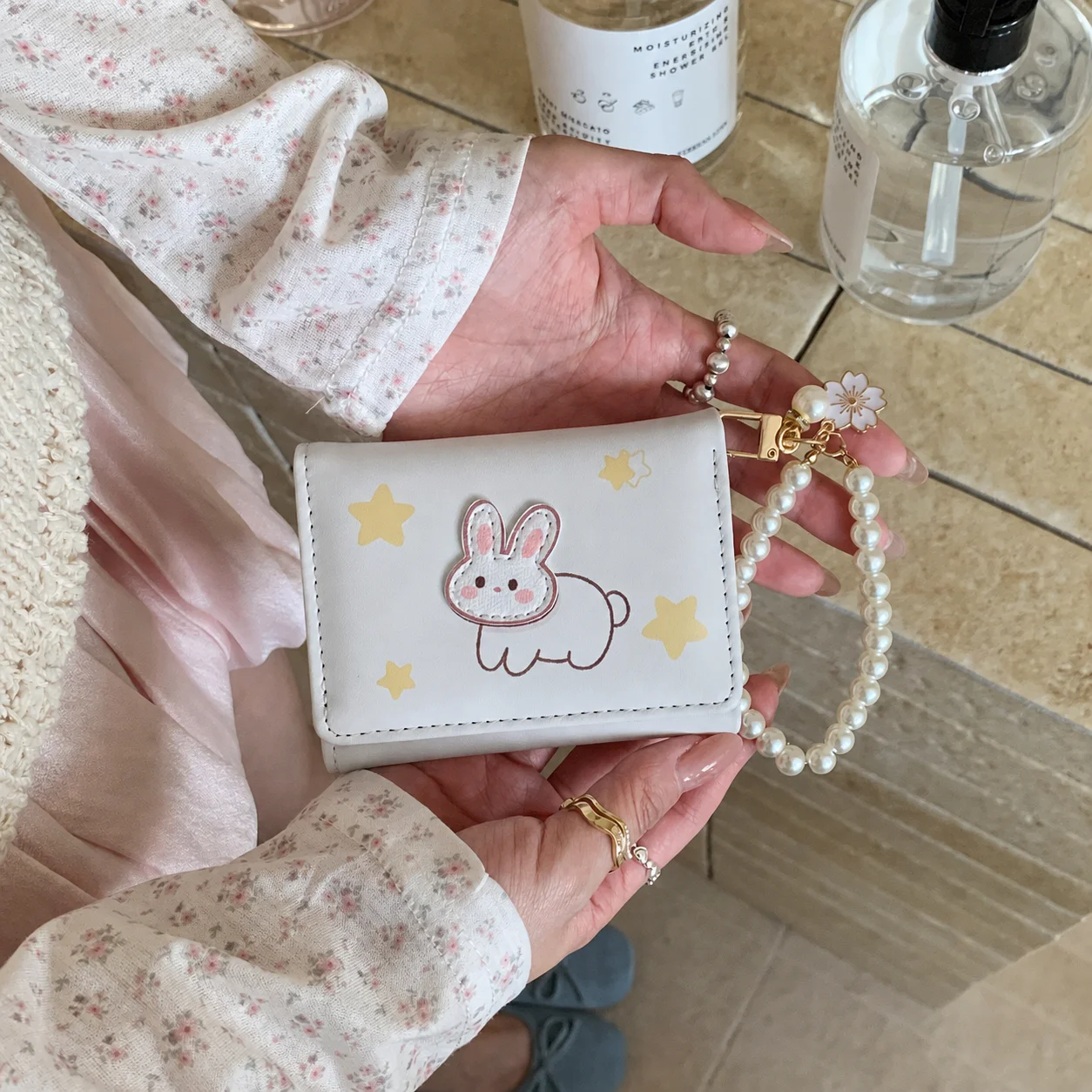 Women Short Bear Dog Small Wallets Student Triple Fold Card Holder Girl ID Bag Card Holder Coin Purse Ladies Wallets Cartoon Bag