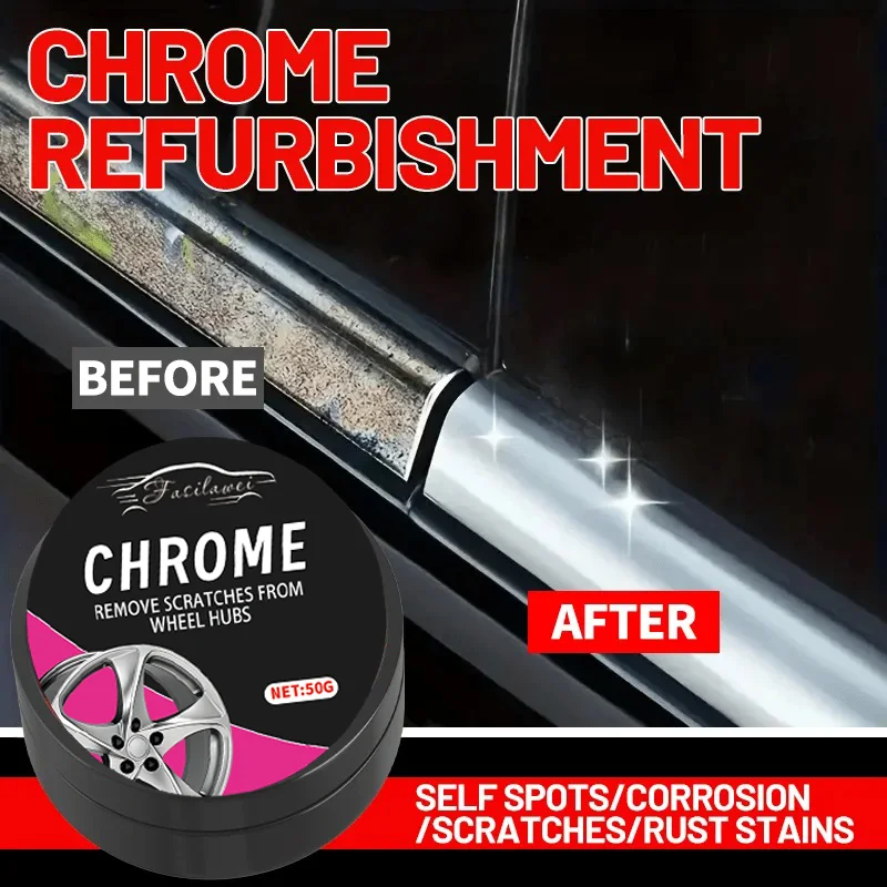 A Restoration Paste for Chrome Parts of Vehicles, Designed for Renewing Oxidized Chrome Trim And Emblems, Comes with a Sponge