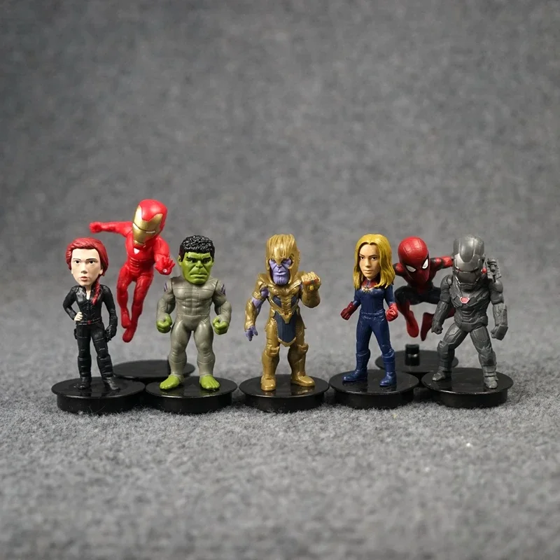 Marvel The Avengers Movie Dolls Big Head Action Figure Balck Widow Ironman Spierman Captain Marvel Model Ornaments Kids Toy