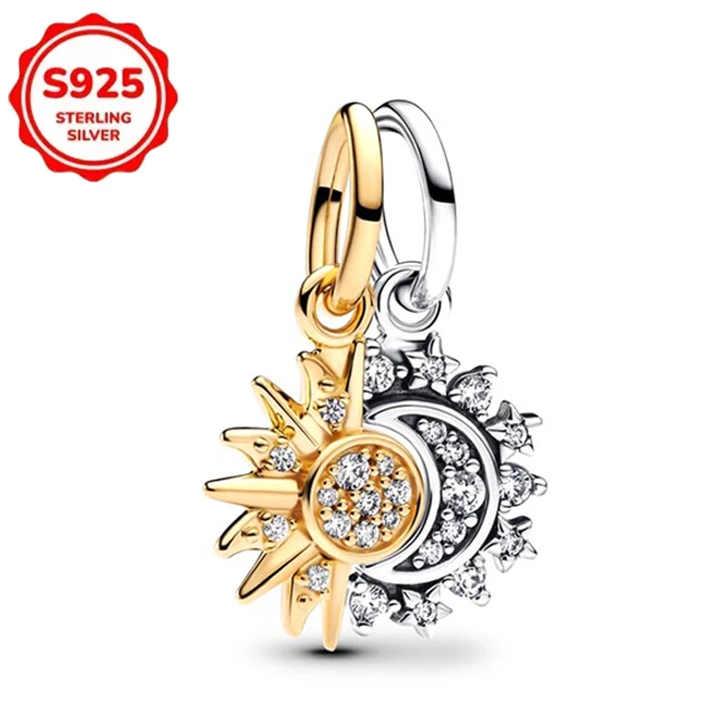 925 Sterling Silber Charms Bunte Emaille Schmetterling Plumeria Blume Sonne Mond Stern Anhänger Perlen Damen Armband DIY Schmuck Geschenk