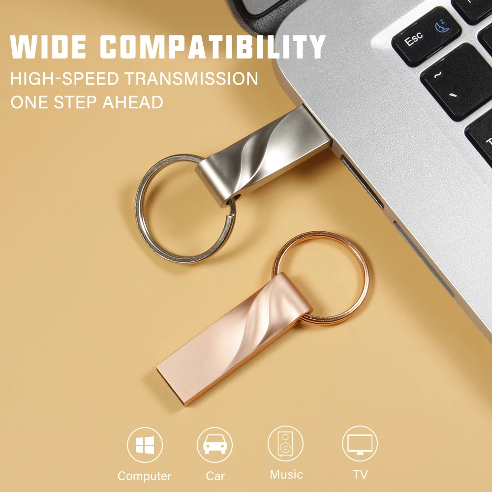 Super Mini Pen Drive 64GB Metal Free Key Ring USB Flash Drive 128MB 32GB Memory Stick By Card 64GB 8GB 4GB 16GB 128GB Pendrive