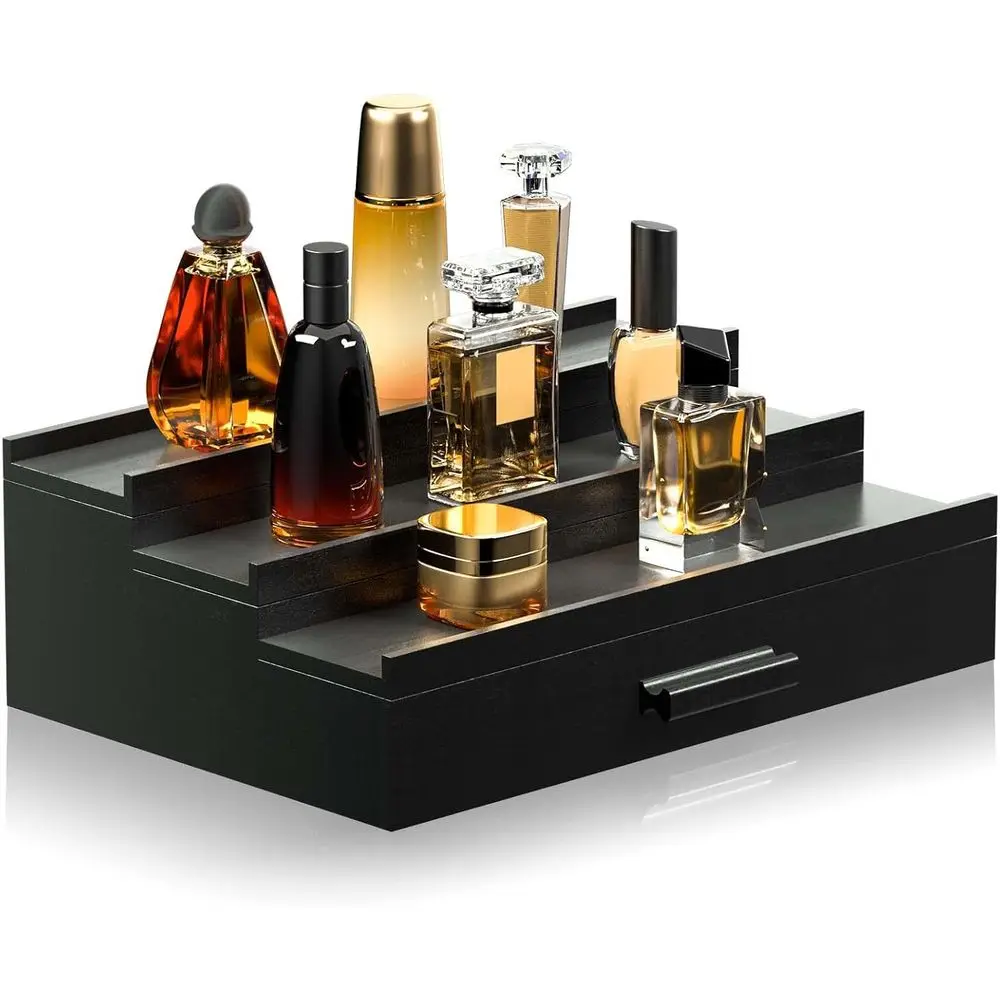 

Organizer for Men 3 Tier of Elevated Cologne Display Shelf with Drawer Storage Perfume Organization and Storage Display