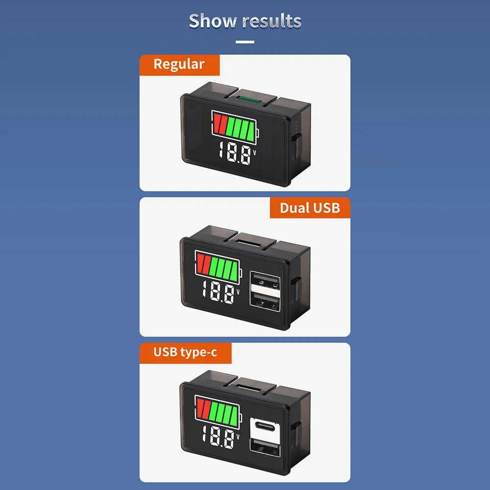 Typ-C USB DC8-100V 4829 Auto-Batterie-Voltmeter Ladezustandsanzeige Lithium-Batterie-Kapazitätsmesser Test-Display LED-Tester – Detail 7