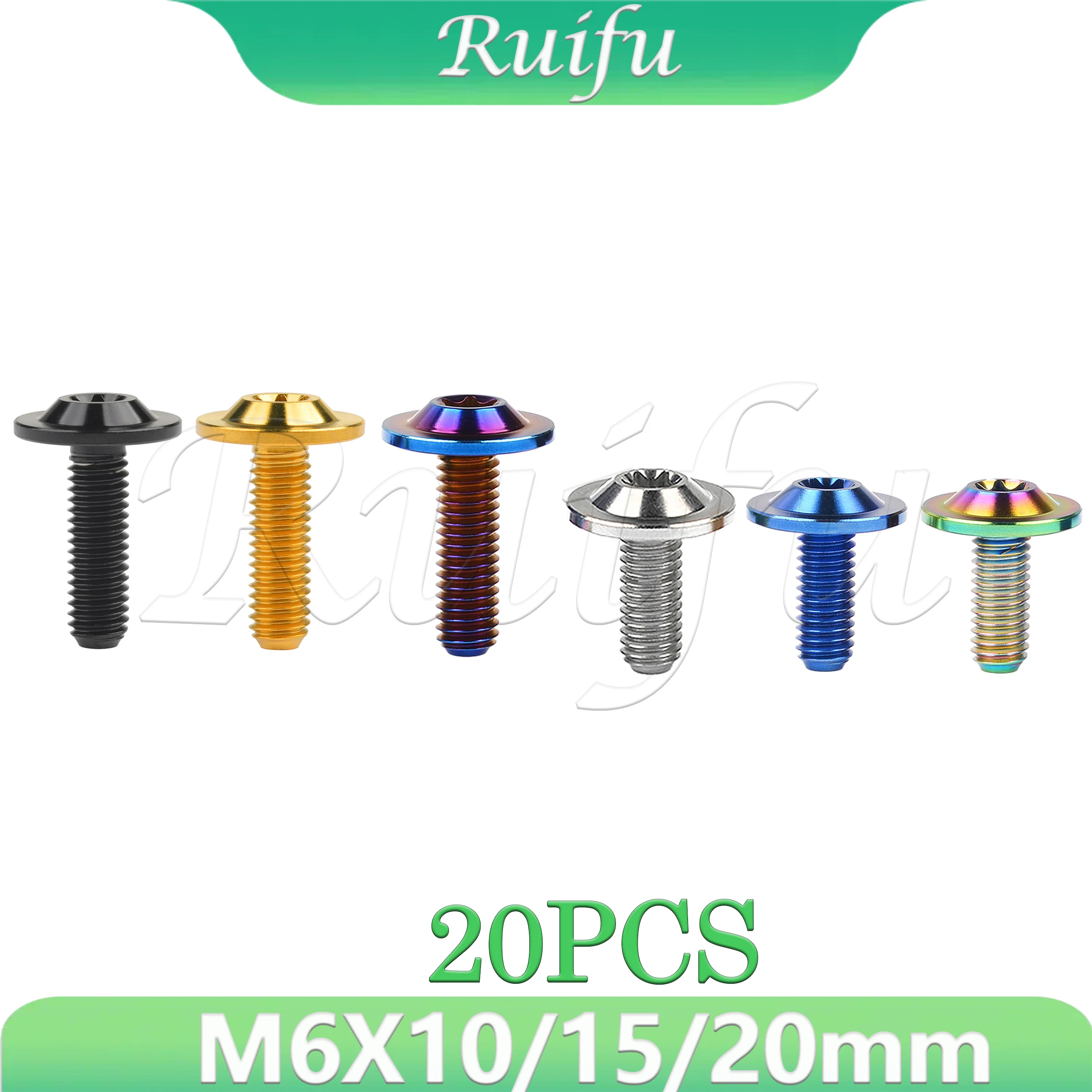 

Титановый болт Ruifu, 20 шт. M6X10 15 20 мм T30, винт с головкой Torx для крепления мотоцикла