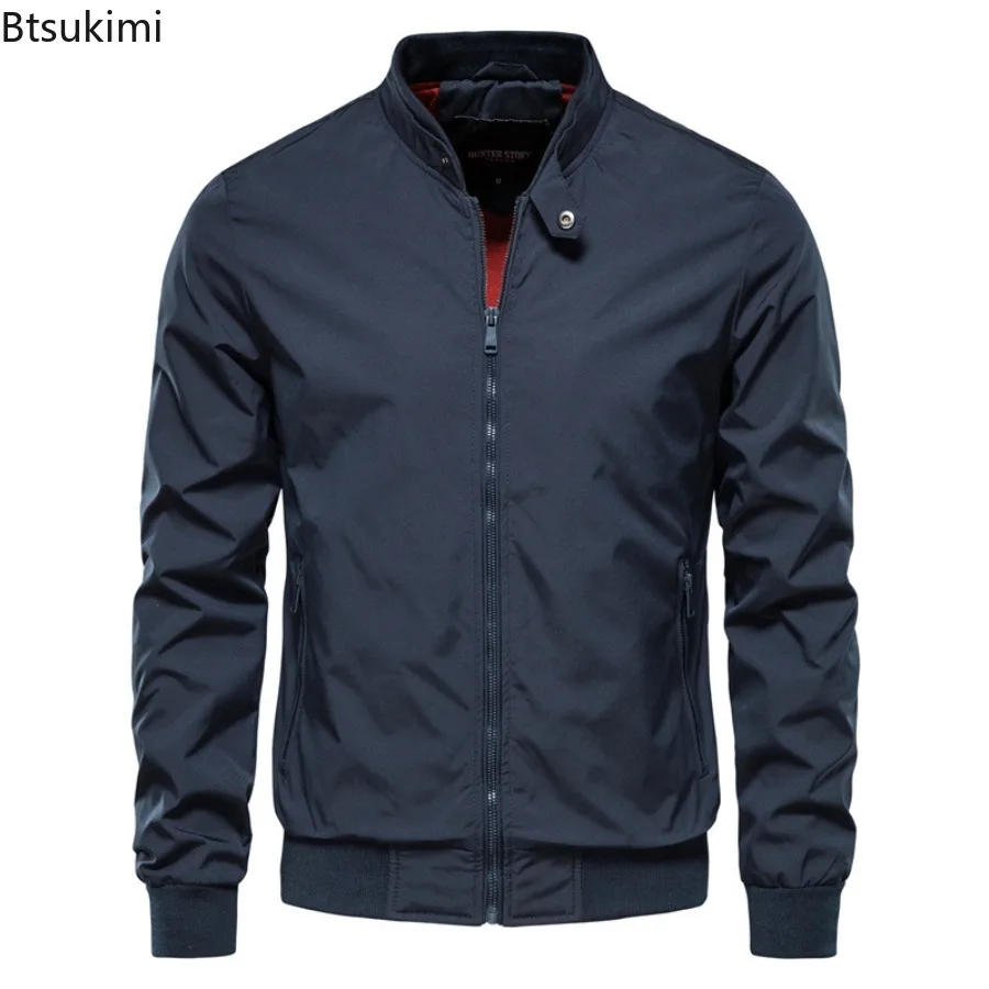 

2025 New Men's Solid Baseball Jackets Fashion Casual Stand Collar Bomber Jackets Spring Autumn High Quality Men Clothing Coats