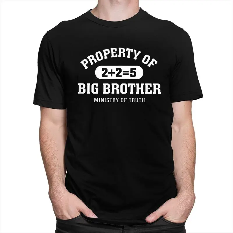 George Orwell 1984 Dystopian 2+2=5 Property Of Big Brother T-Shirt 100% Cotton Tees Shirt O Neck Tshirts Short Sleeve Clothes