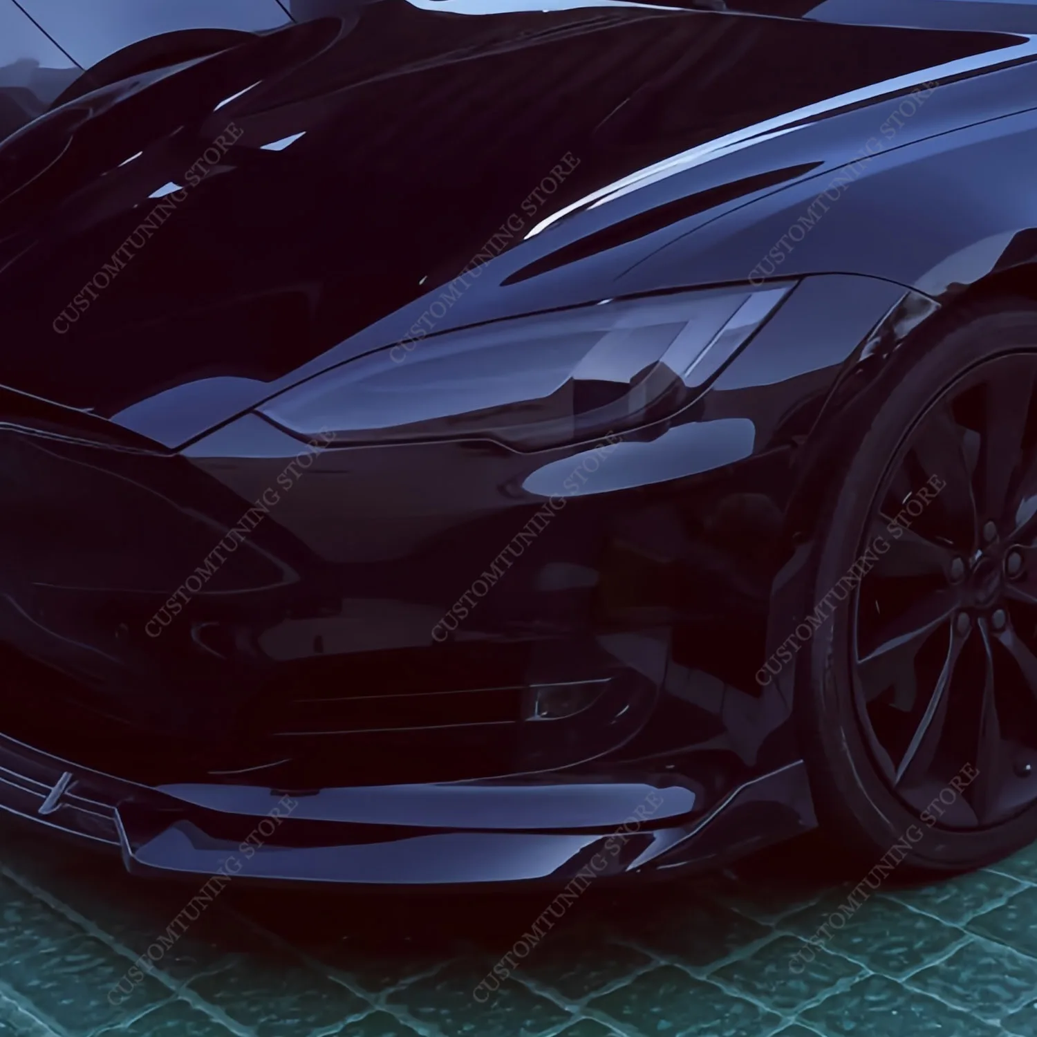 광택 블랙 ABS 자동차 앞 범퍼 립 스포일러 스플리터 디퓨저 Canards Retroft For Tesla Model S 2012-2020 Bodykits Tuning 썸네일 2