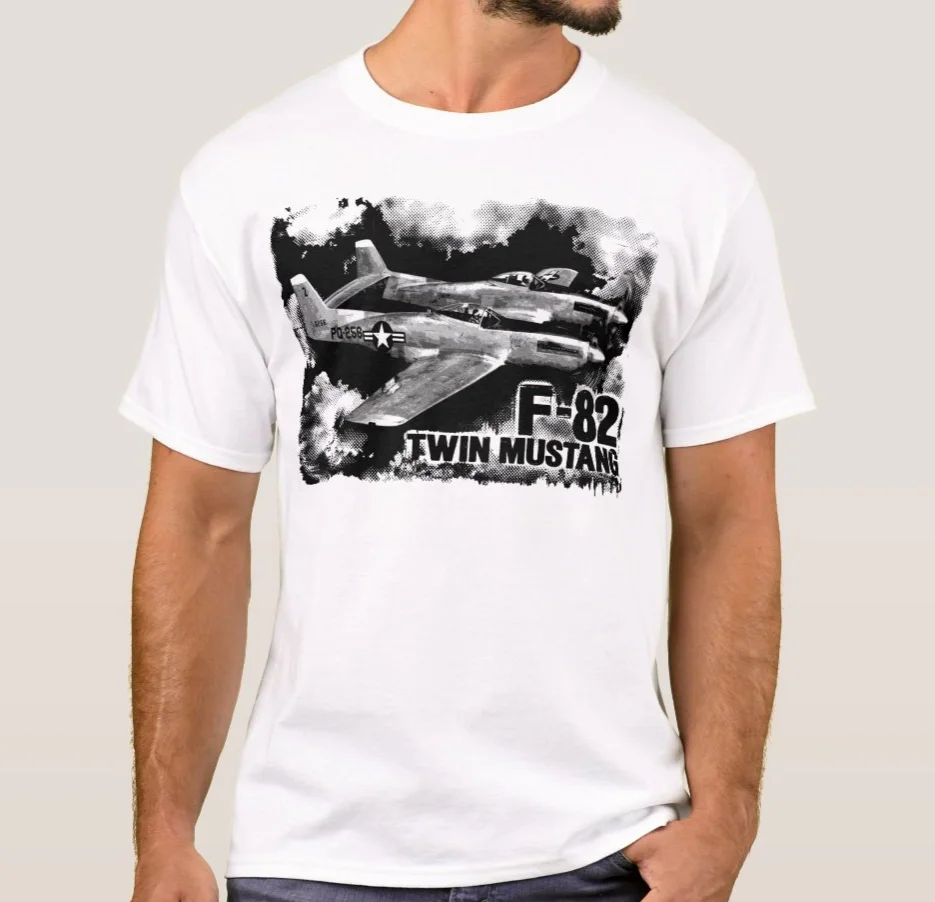 US Air Force F-82 Twin Mustang Piston-engine Fighter T-Shirt 100% Cotton O-Neck Short Sleeve Casual Mens T-shirt Size S-3XL